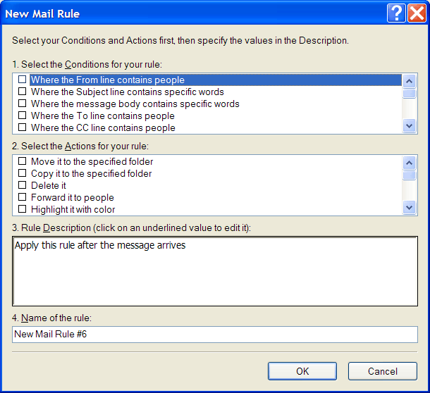 Outlook Express New Mail Rule